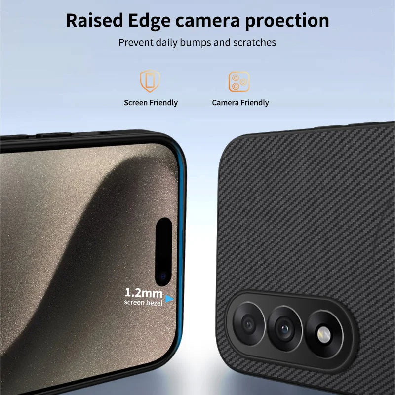 WANLONFENG For OnePlus Ace 5 Ultra 5G / OnePlus Nord 5 5G Magnetic Case  TQ1 Series Carbon Fiber Texture PC TPU Phone Cover with 2Pcs Screen Films - Black - 4