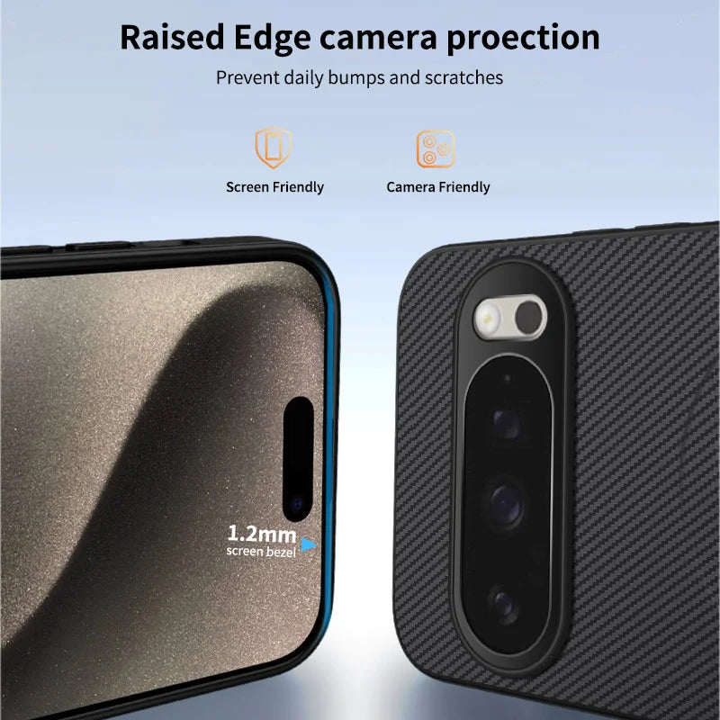WANLONFENG For Google Pixel 10 Pro Magnetic Case  TQ1 Series Carbon Fiber Texture PC TPU Phone Cover with 2Pcs Screen Films - Black - 3