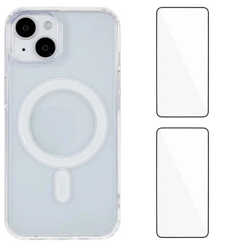 WANLONFENG For iPhone 15 Clear Case  LM1 Series Compatible with MagSafe with 2Pcs Screen Films (Big Lens Hole) - Transparent - 1