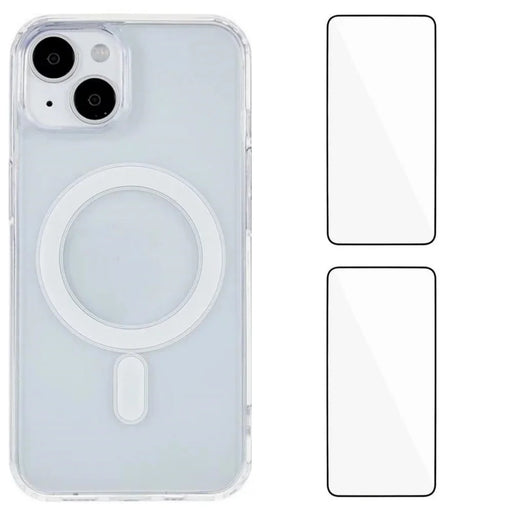 WANLONFENG For iPhone 15 Clear Case  LM1 Series Compatible with MagSafe with 2Pcs Screen Films (Big Lens Hole) - Transparent - 1