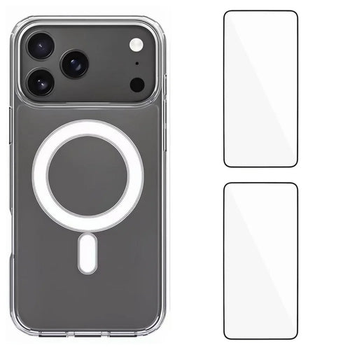 WANLONFENG For iPhone 17 Pro Max Clear Case  LM1 Series Compatible with MagSafe with 2Pcs Screen Films (Big Lens Hole) - Transparent - 1