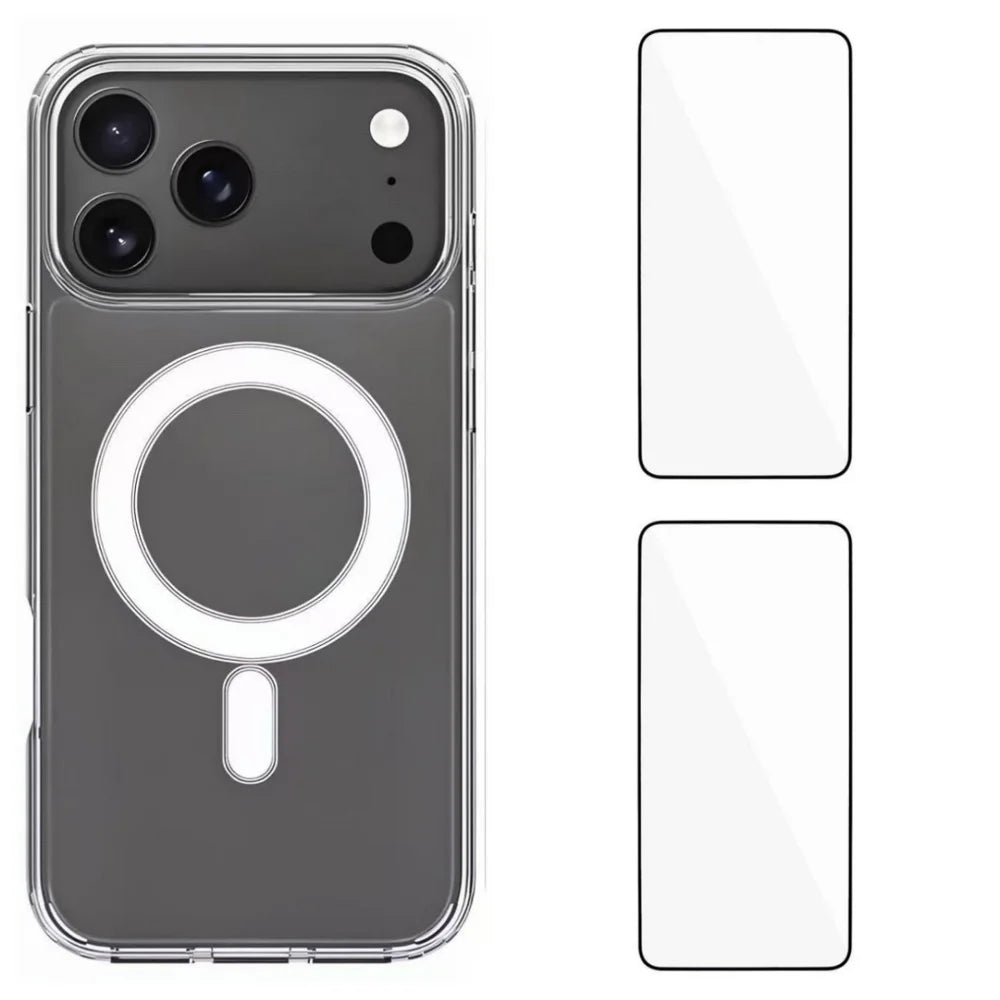 WANLONFENG For iPhone 17 Pro Max Clear Case  LM1 Series Compatible with MagSafe with 2Pcs Screen Films (Big Lens Hole) - Transparent - 1