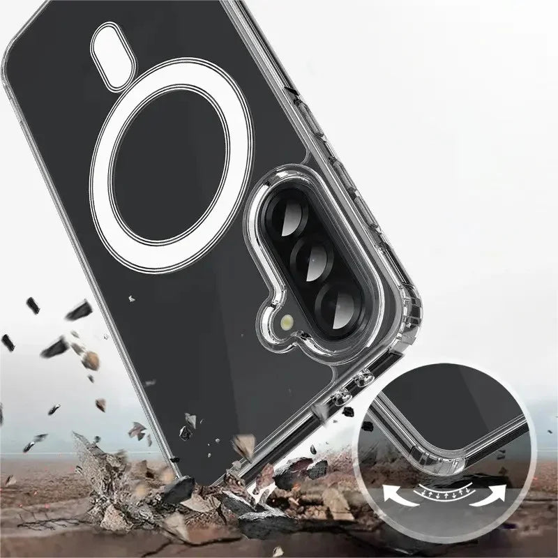 WANLONFENG For Samsung Galaxy A36 5G Clear Case  LM1 Series Magnetic Case with 2Pcs Screen Films (Big Lens Hole) - Transparent - 4