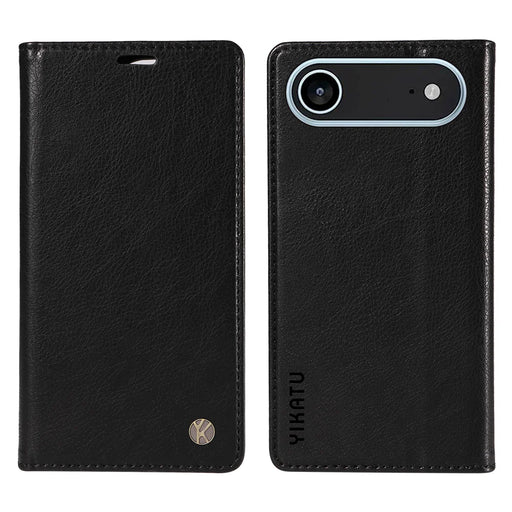YIKATU For iPhone Air Wallet Case  YK-006 Magnetic Closure Leather Phone Cover Litchi Texture - Black - 1