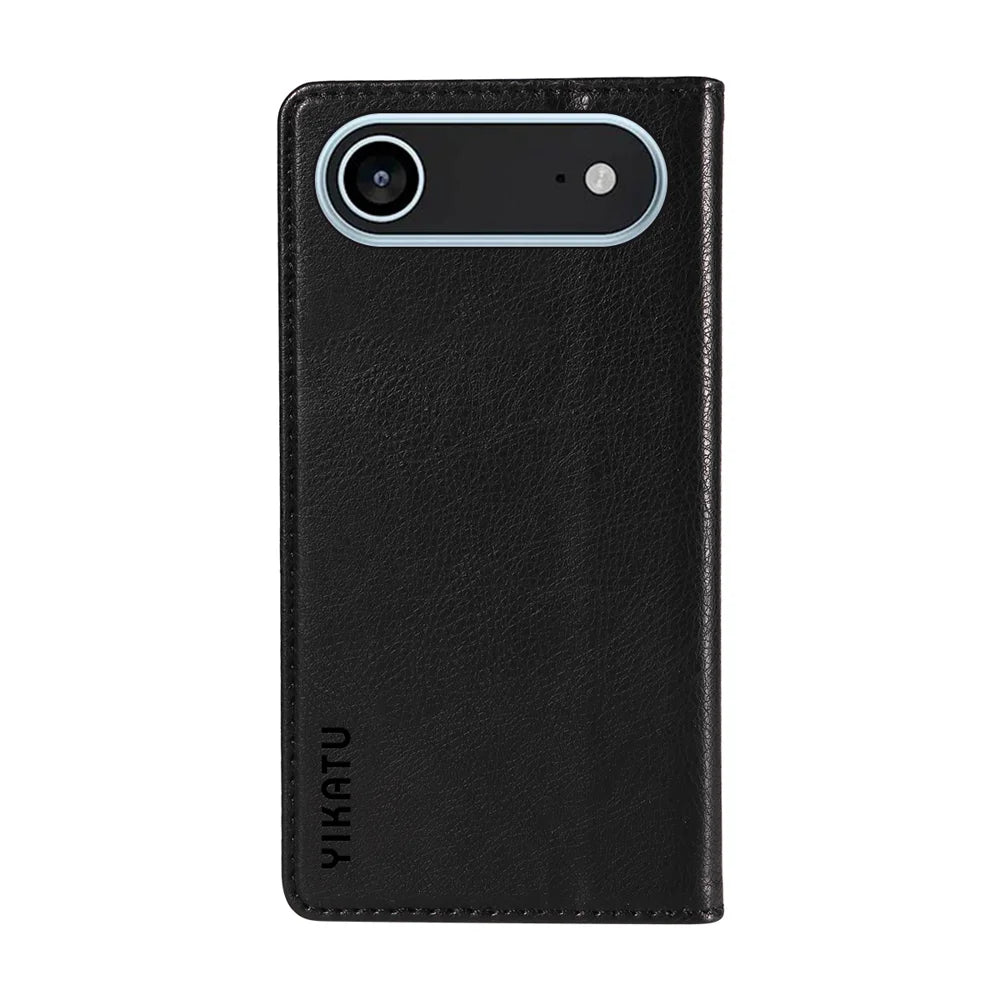 YIKATU For iPhone Air Wallet Case  YK-006 Magnetic Closure Leather Phone Cover Litchi Texture - Black - 7