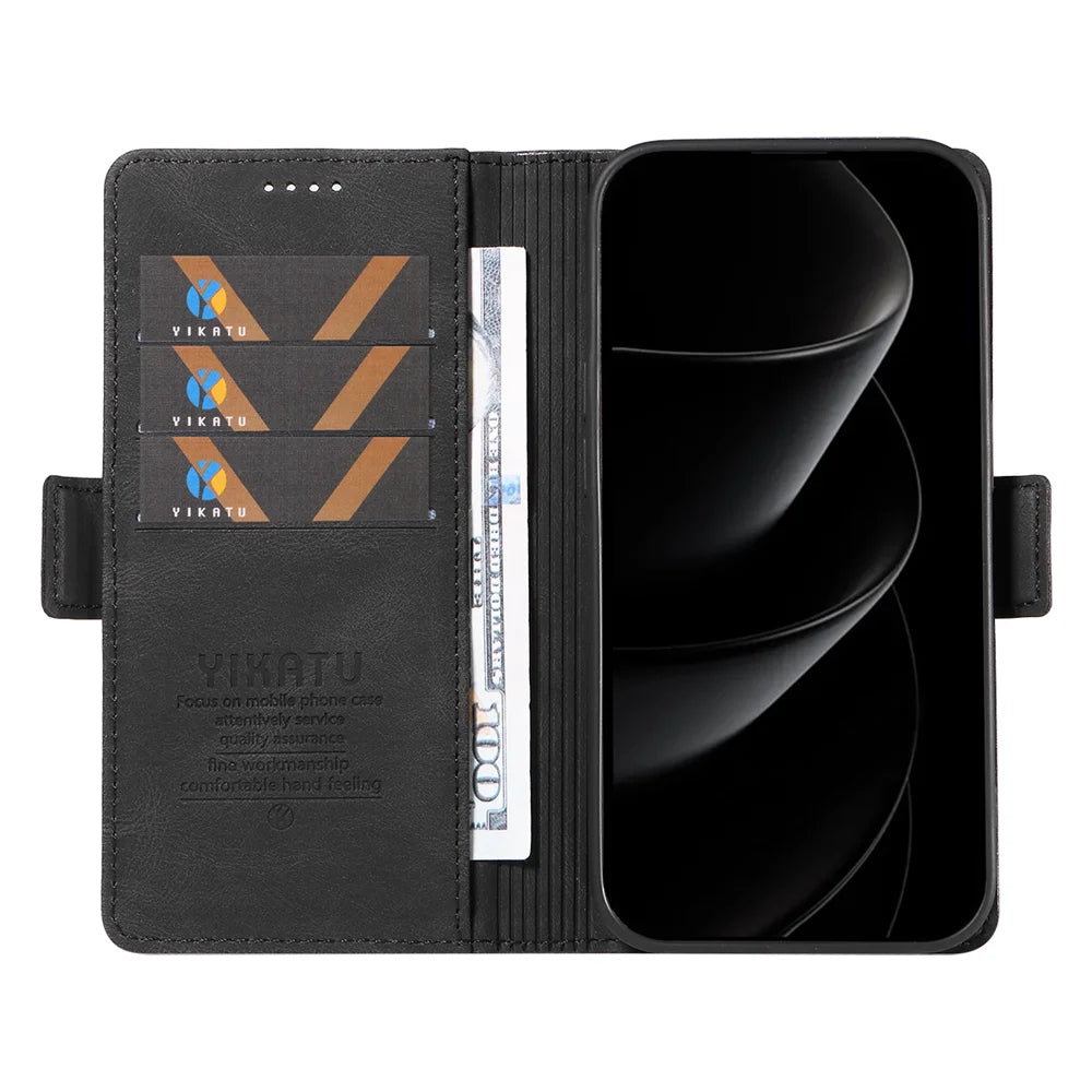 YIKATU For iPhone 18 Pro Max / 17 Pro Max Leather Case  YK-005 Skin-touch Feeling Wallet Phone Cover - Black - 2
