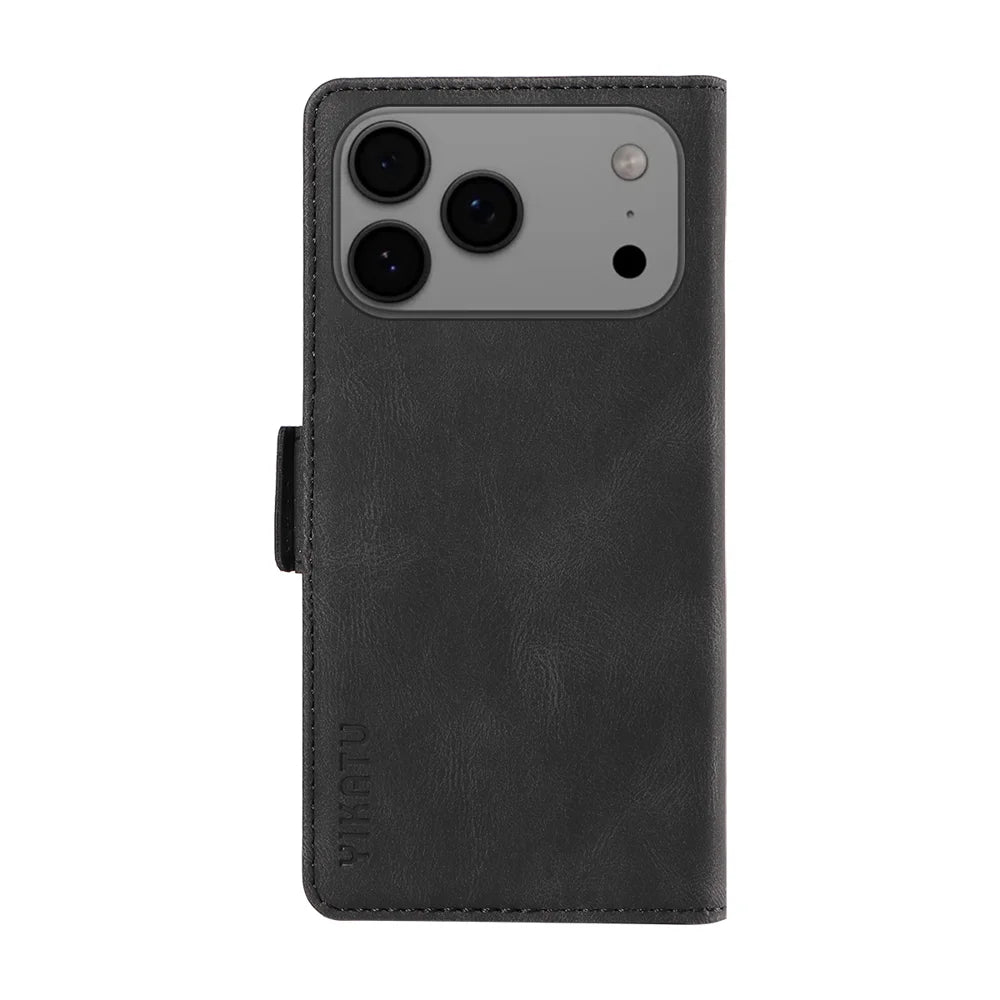 YIKATU For iPhone 18 Pro Max / 17 Pro Max Leather Case  YK-005 Skin-touch Feeling Wallet Phone Cover - Black - 7