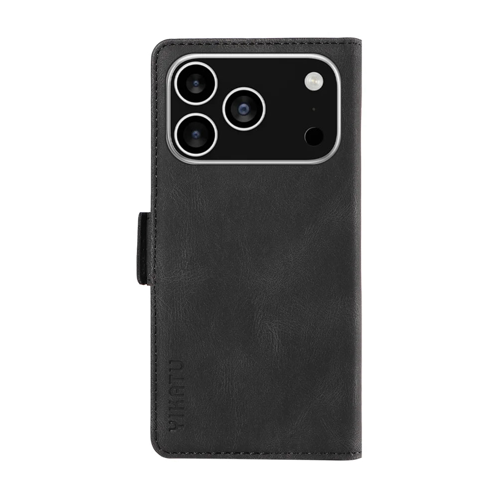 YIKATU For iPhone 18 Pro / 17 Pro Leather Case  YK-005 Skin-touch Feeling Wallet Phone Cover - Black - 6