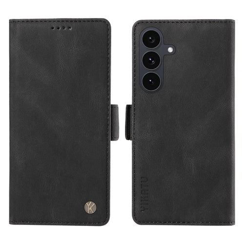YIKATU For Samsung Galaxy S25 FE Leather Case  YK-005 Skin-touch Feeling Wallet Phone Cover - Black - 1