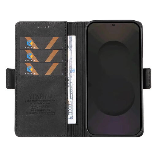YIKATU For Samsung Galaxy S25 FE Leather Case  YK-005 Skin-touch Feeling Wallet Phone Cover - Black - 2