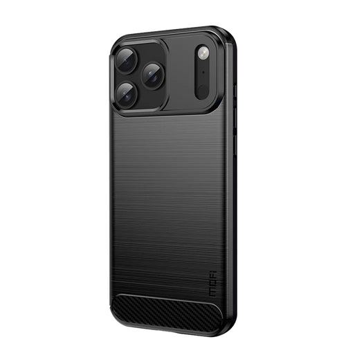 MOFI For iPhone 17 Pro Max Back Cover  Brushed Texture Carbon Fiber Soft TPU Case - Black - 1