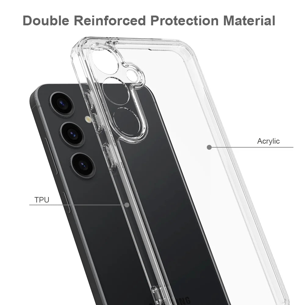 For Samsung Galaxy S25 FE Clear Phone Case TPU+Acrylic Shockproof Phone Back Cover - Clear - 5