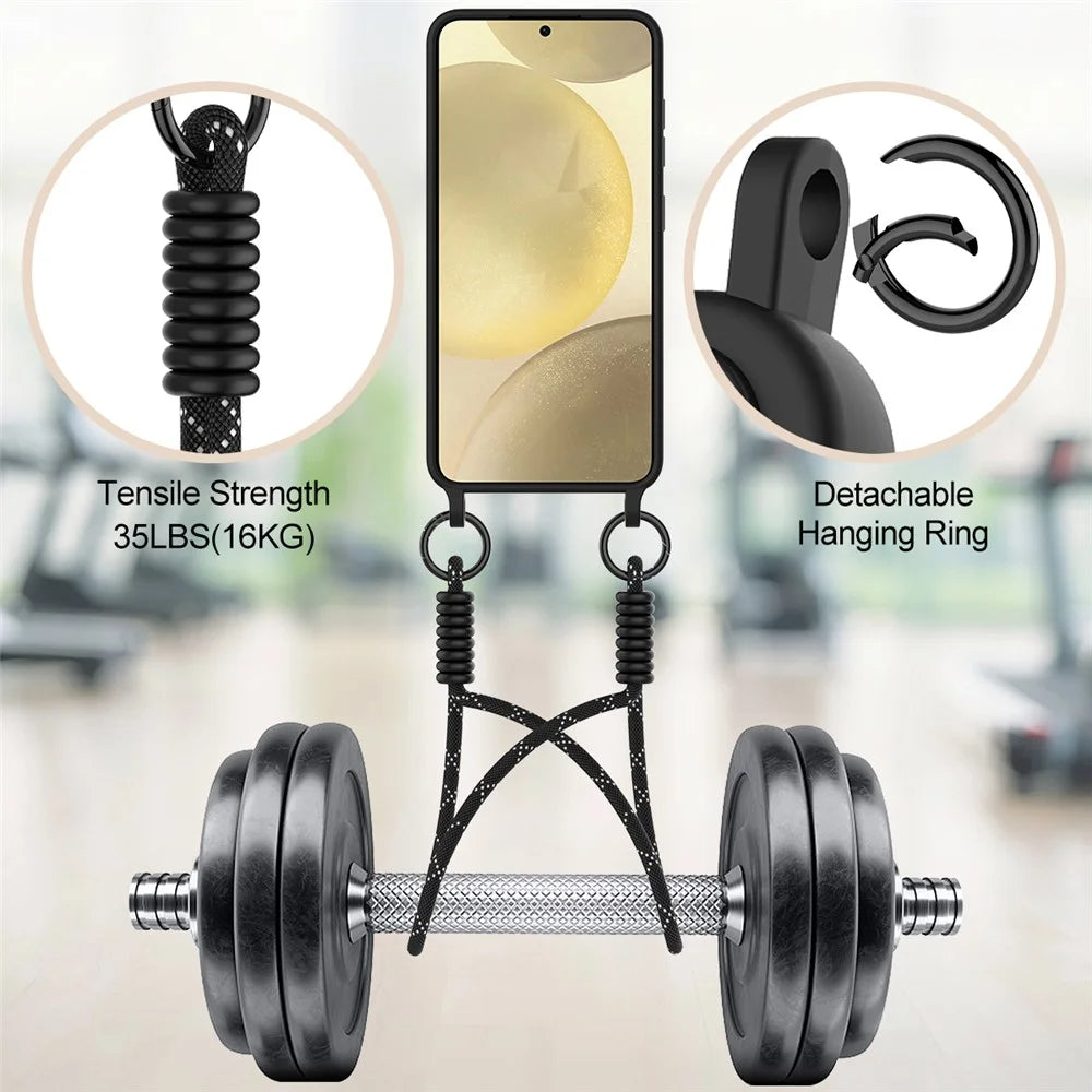 For Samsung Galaxy S25 Liquid Silicone Case  Phone Back Cover with Card Holder and Short Strap - Black - 4