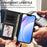 For iPhone 18 Pro / 17 Pro Wallet Case RFID Blocking Calf Texture Leather Stand Phone Cover with Strap - Black - 5
