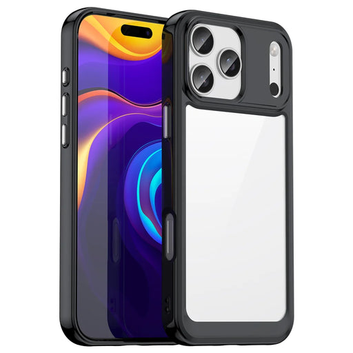 WANLONFENG For iPhone 17 Pro Back Cover  XC Series TPU Acrylic Phone Case with Tempered Glass Film - Black - 2