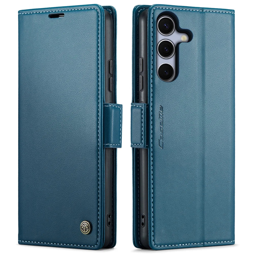 CASEME For Samsung Galaxy S25 FE Case  023 Series RFID Blocking Glossy Stand Phone Cover - Blue - 1
