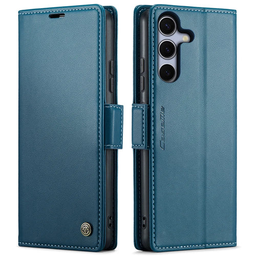 CASEME For Samsung Galaxy S25 FE Case  023 Series RFID Blocking Glossy Stand Phone Cover - Blue - 1