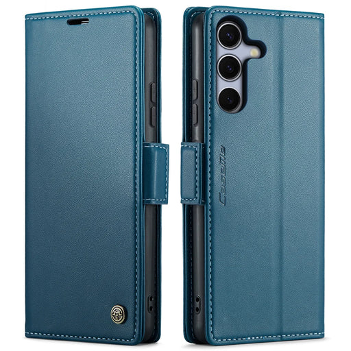 CASEME For Samsung Galaxy S25 FE Case  023 Series RFID Blocking Glossy Stand Phone Cover - Blue - 1