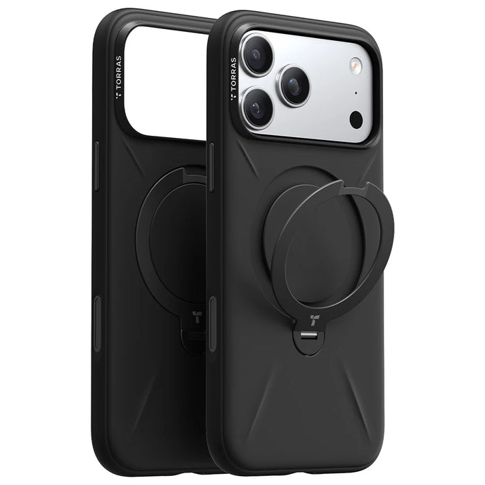 TORRAS Ostand Q3 Silicone Series For iPhone 17 Pro Case Kickstand Liquid Silicone + PC Phone Cover Compatible with MagSafe - Black - 2