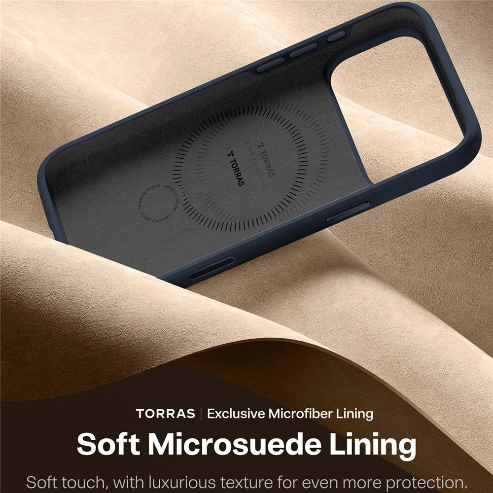 TORRAS Ostand Q3 Silicone Series For iPhone 17 Pro Max Case Magnetic Ring Kickstand Liquid Silicone + PC Phone Cover - Midnight Blue - 7