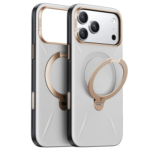 TORRAS Ostand Q3 VegSkin Series For iPhone 17 Pro Max Case Compatible with MagSafe Kickstand Phone Cover - Grey - 1