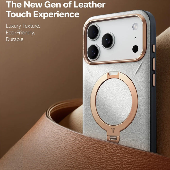 TORRAS Ostand Q3 VegSkin Series For iPhone 17 Pro Max Case Compatible with MagSafe Kickstand Phone Cover - Grey - 3