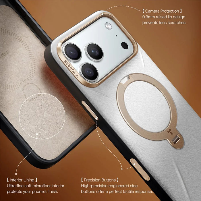 TORRAS Ostand Q3 VegSkin Series For iPhone 17 Pro Max Case Compatible with MagSafe Kickstand Phone Cover - Grey - 7