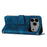 For iPhone 18 Pro Max / 17 Pro Max Leather Case Imprinted Triangle Phone Cover with Hand Strap - Sapphire - 3