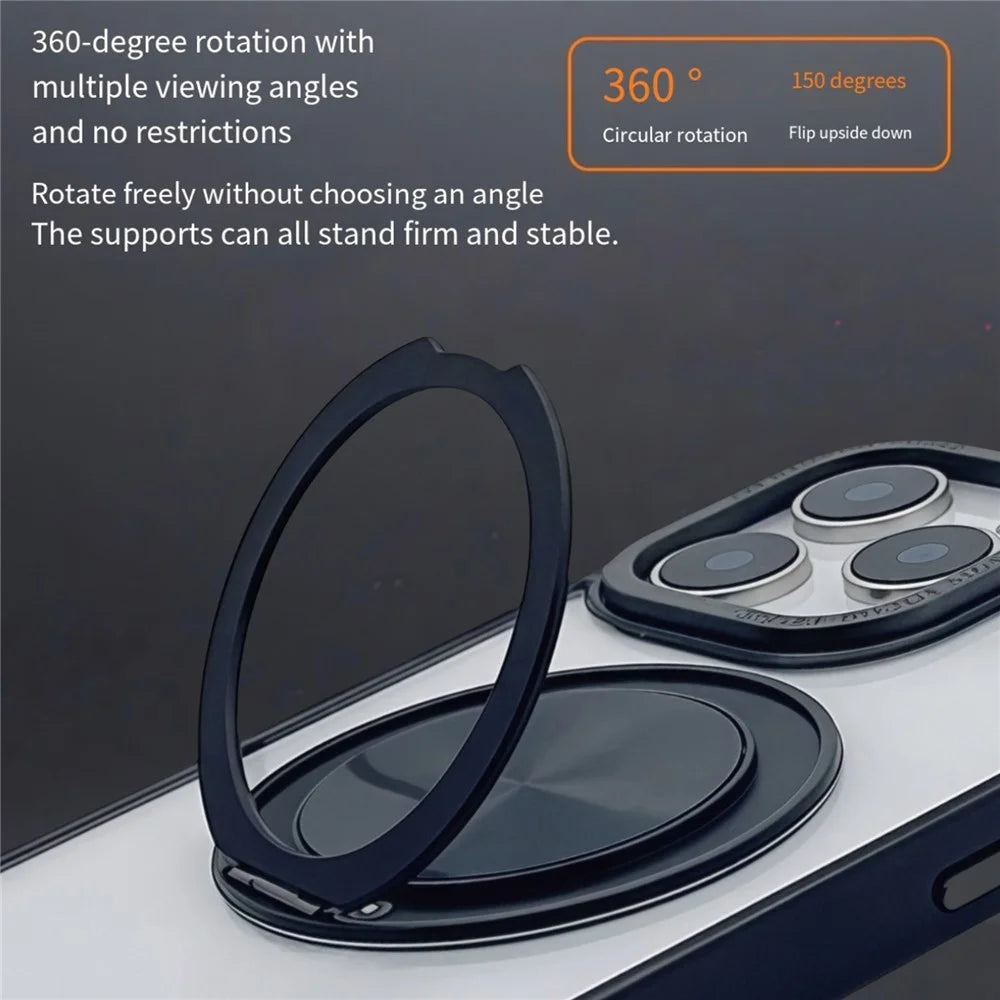 For iPhone 16 Pro Magnetic Case Acrylic TPU Phone Back Cover with Kickstand - Black - 5