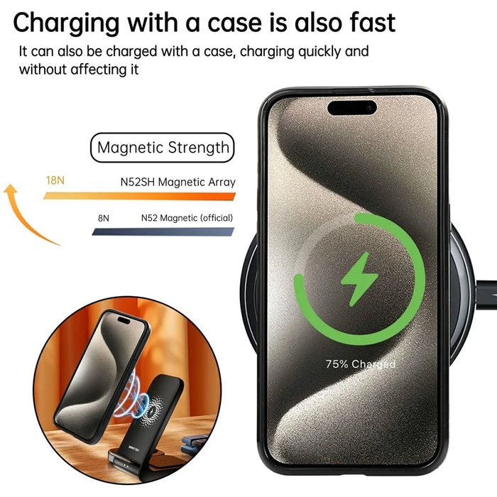 For iPhone 14 Pro Case Magnetic Kickstand PU Leather Coated PC + TPU Phone Cover - Black - 7