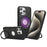 For iPhone 15 Pro Case Magnetic Kickstand PU Leather Coated PC + TPU Phone Cover - Black - 1