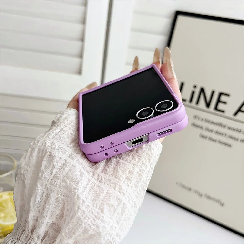 For Samsung Galaxy Z Flip7 5G Case Ultra Slim PC Phone Cover with Pearl Pendant - Purple - 5