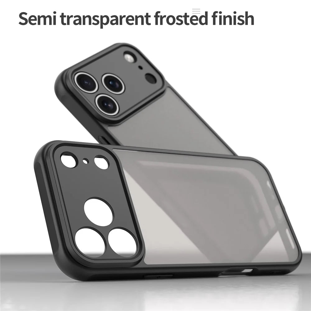 For iPhone 17 Pro Case Drop Proof Airbags Frosted Translucent PC + TPU Phone Back Cover - Black - 6