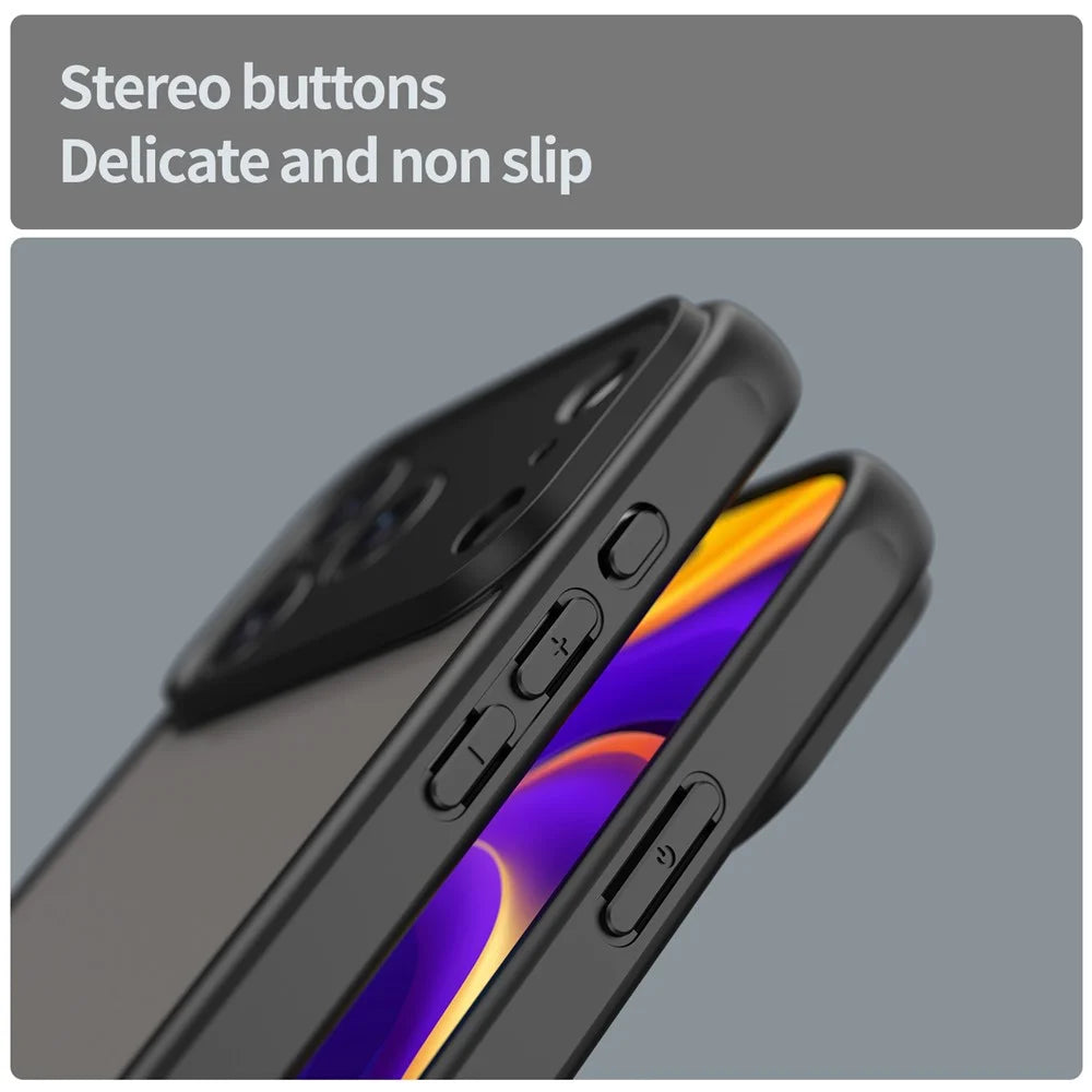 For iPhone 17 Pro Case Drop Proof Airbags Frosted Translucent PC + TPU Phone Back Cover - Black - 7