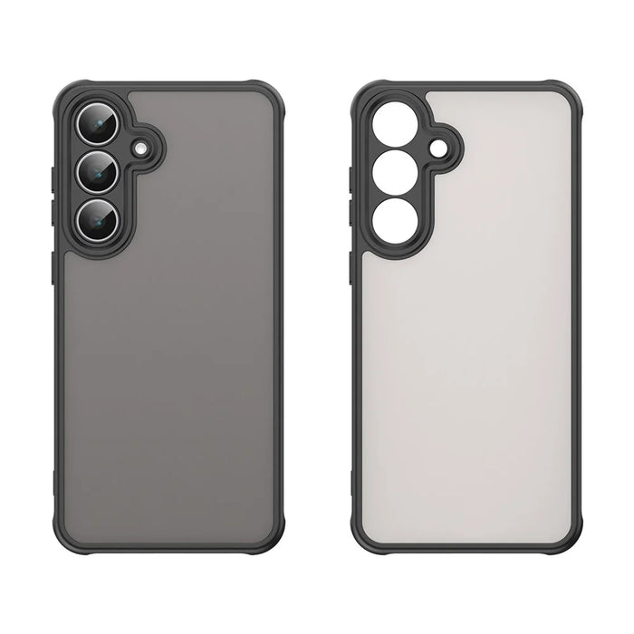 For Samsung Galaxy S25 FE Case Drop Proof Airbags Frosted Translucent PC + TPU Phone Back Cover - Black - 2