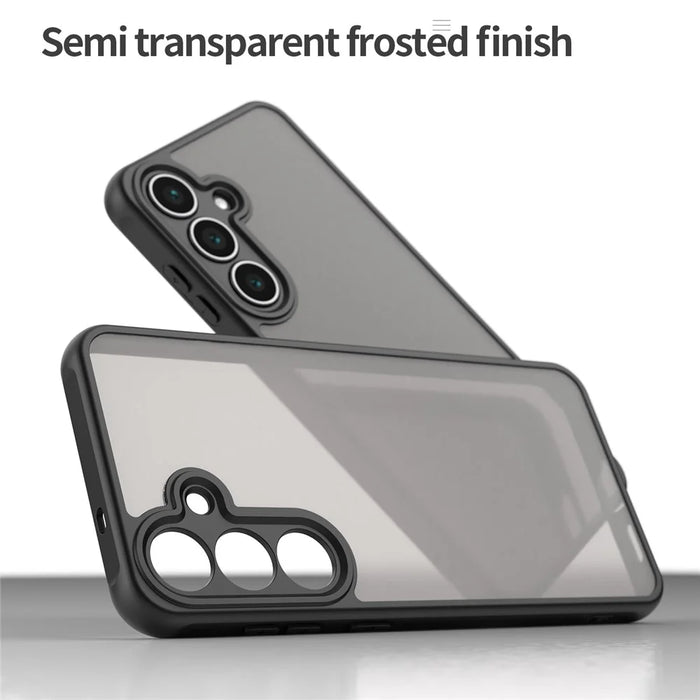 For Samsung Galaxy S25 FE Case Drop Proof Airbags Frosted Translucent PC + TPU Phone Back Cover - Black - 6