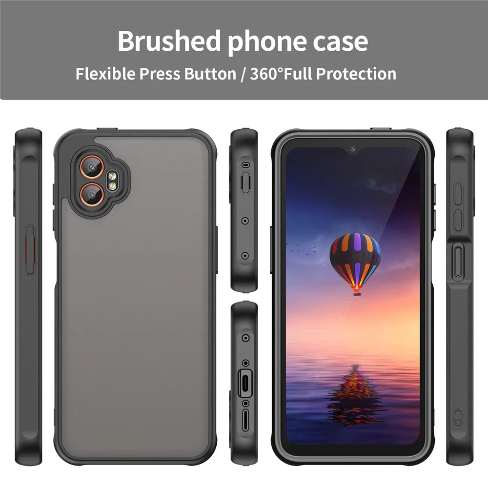 For Samsung Galaxy XCover7 Pro Case Drop Proof Airbags Frosted Translucent PC + TPU Phone Back Cover - Black - 3