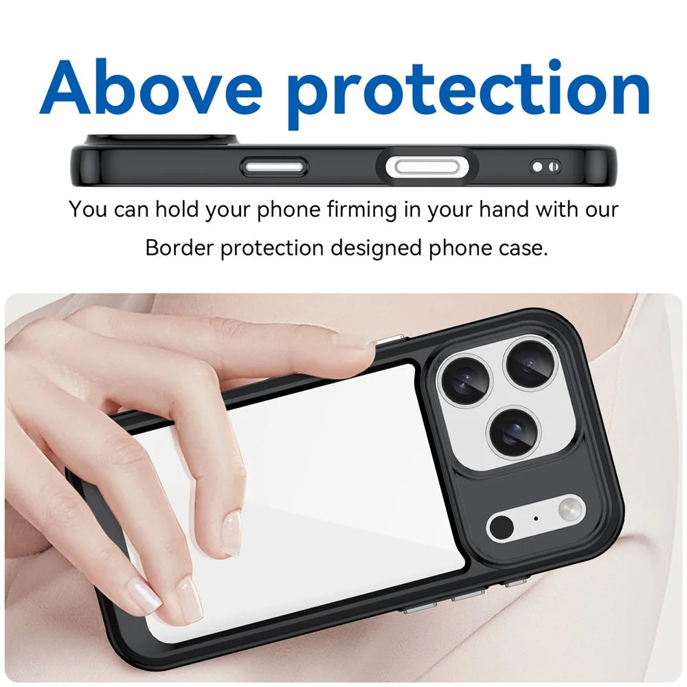 For iPhone 17 Pro Case TPU + Acrylic Protective Clear Phone Cover - Black - 4