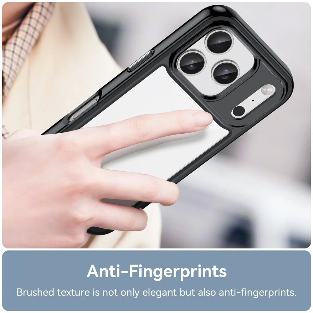 For iPhone 17 Pro Case TPU + Acrylic Protective Clear Phone Cover - Black - 5