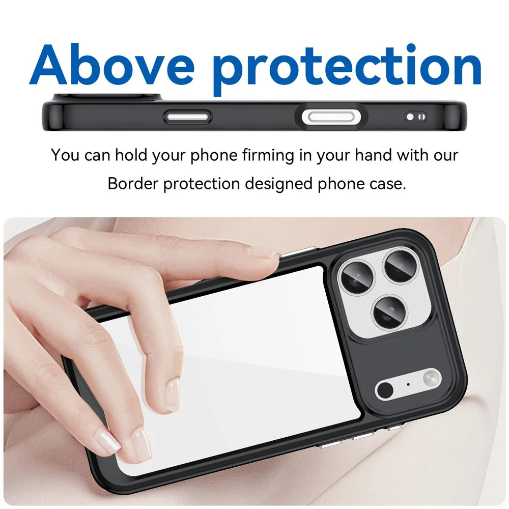 For iPhone 17 Pro Max Case TPU + Acrylic Protective Clear Phone Cover - Black - 4