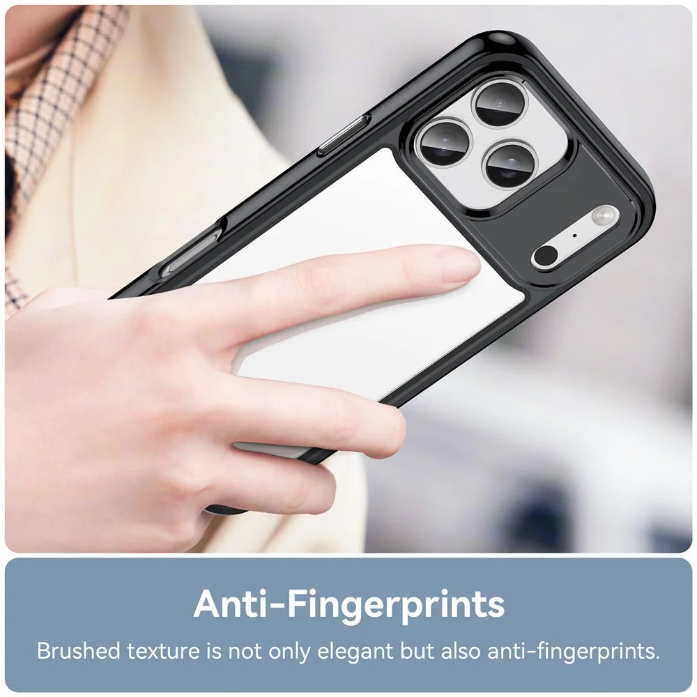 For iPhone 17 Pro Max Case TPU + Acrylic Protective Clear Phone Cover - Black - 5