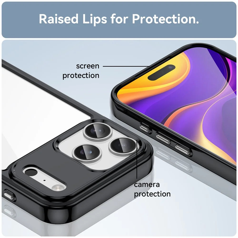 For iPhone 17 Pro Max Case TPU + Acrylic Protective Clear Phone Cover - Black - 6