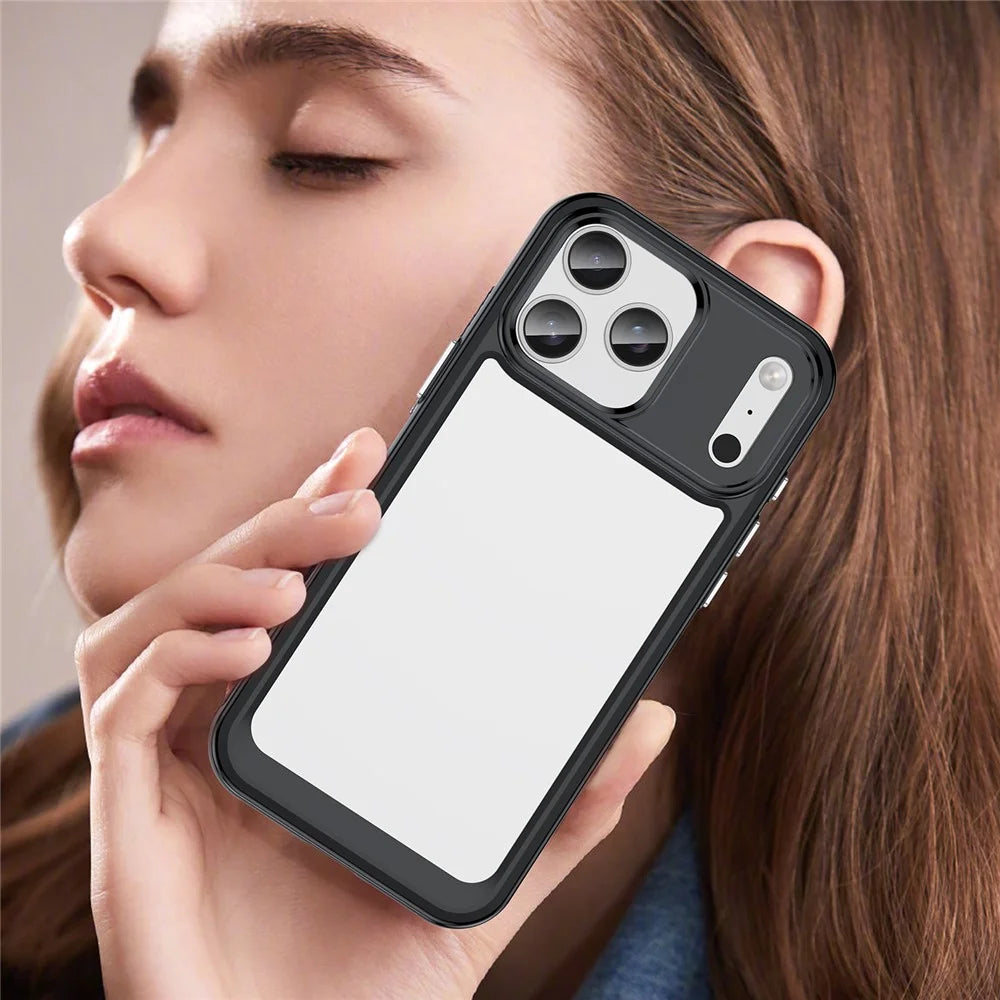 For iPhone 17 Pro Max Case TPU + Acrylic Protective Clear Phone Cover - Black - 7