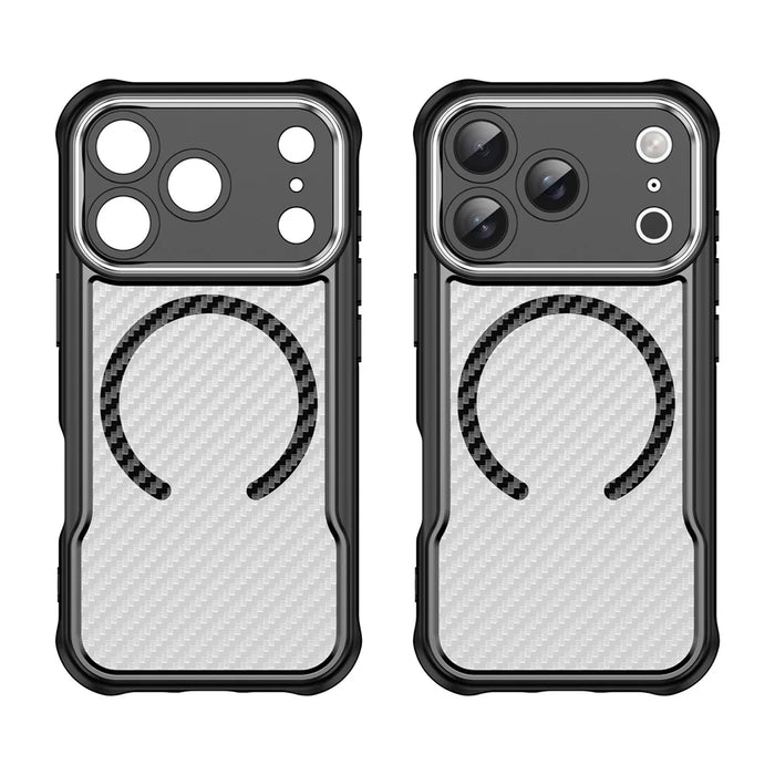For iPhone 17 Pro Case Compatible with MagSafe Hybrid Phone Cover Carbon Fiber - Black - 2