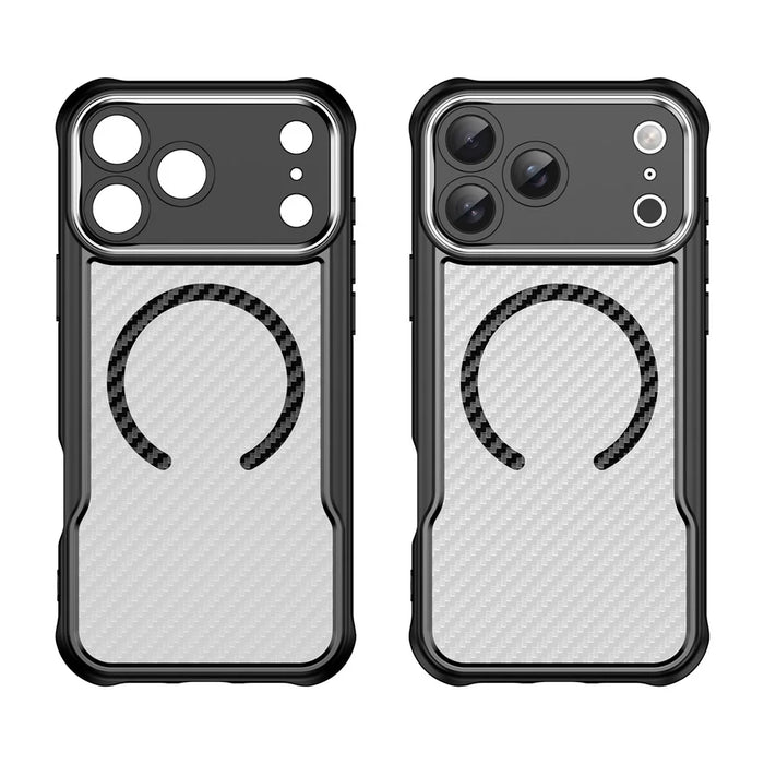 For iPhone 17 Pro Max Case Compatible with MagSafe Hybrid Phone Cover Carbon Fiber - Black - 2