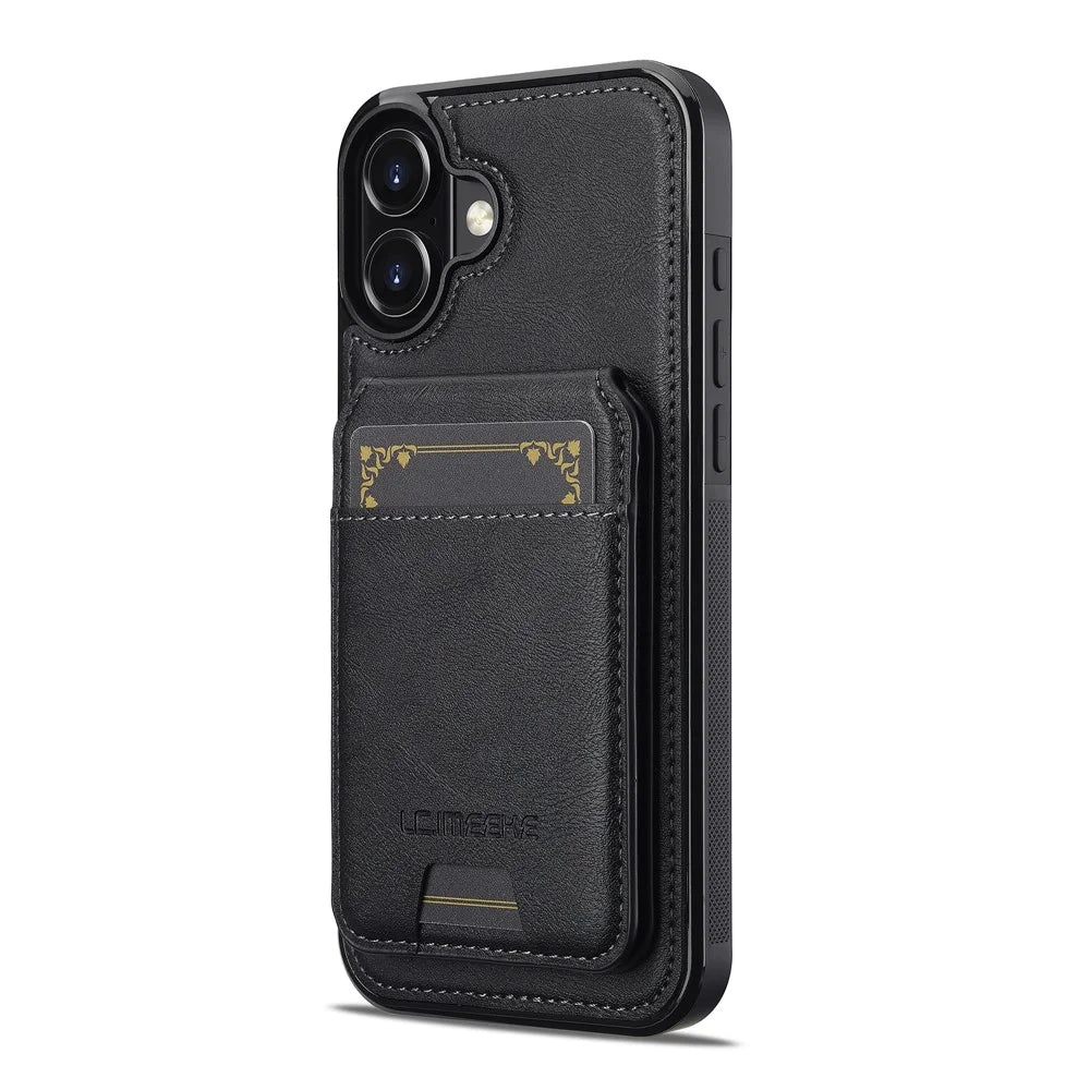 LC.IMEEKE L3 For iPhone 17 Magnetic Case Detachable Card Holder Leather TPU Mobile Cover - Black - 2