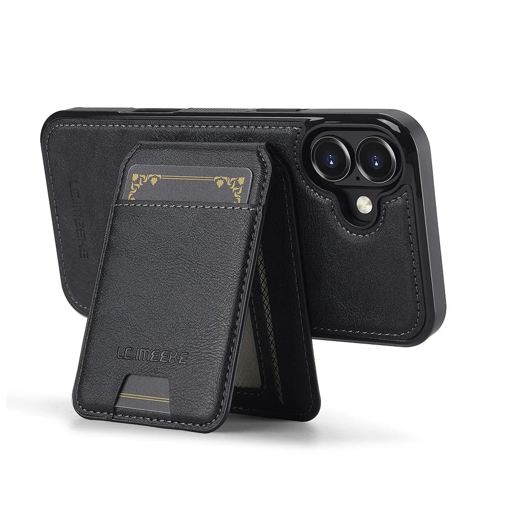 LC.IMEEKE L3 For iPhone 17 Magnetic Case Detachable Card Holder Leather TPU Mobile Cover - Black - 4