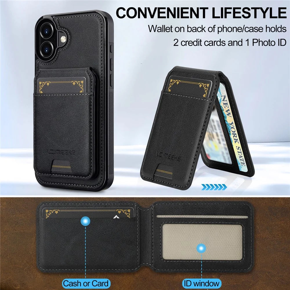 LC.IMEEKE L3 For iPhone 17 Magnetic Case Detachable Card Holder Leather TPU Mobile Cover - Black - 5