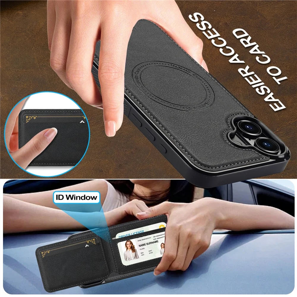 LC.IMEEKE L3 For iPhone 17 Magnetic Case Detachable Card Holder Leather TPU Mobile Cover - Black - 6