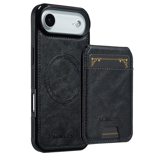LC.IMEEKE L3 For iPhone Air Magnetic Case Detachable Card Holder Leather TPU Mobile Cover - Black - 1